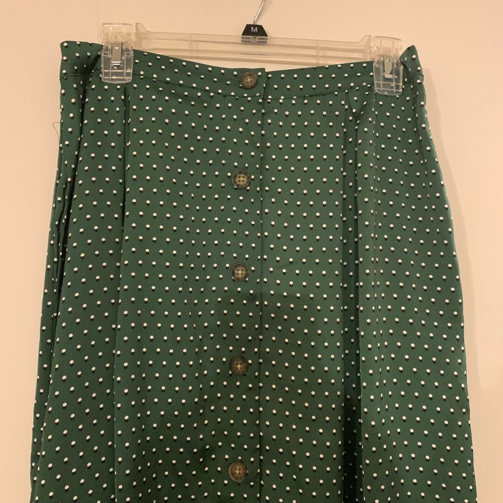 💚Green high waisted skirt polka dot | buttons